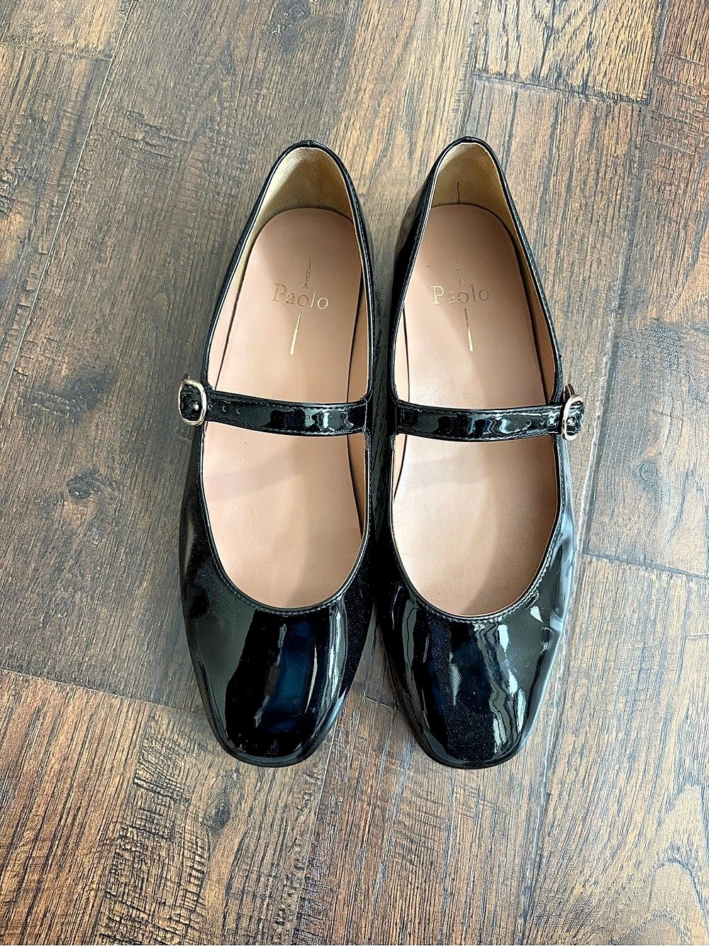 Paolo Black Patent Mary Jane Flats